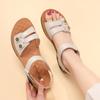 Women's Summer Flat Non-Slip Sandals for Middle-Aged Women, Soft Leather with Air Cushion