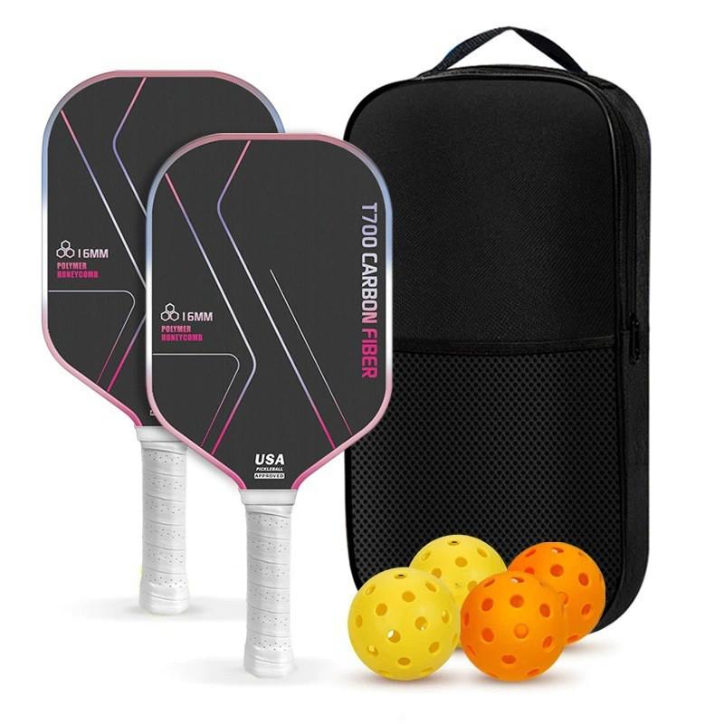 Pickleball Paddle Set Carbon Fiber Textured Matte Cold/Hot Press Complete