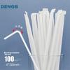 Dengbi Biodegradable Plastic Straws, 100 Individually Wrapped Disposable Bendable Straws for Milk, Juice, And Beverages, Suitable for Childre