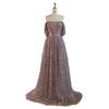 Нюдовое однотонное платье на одно плечо с жемчугом А-силуэта haute couture элегантное для экзамена по искусству сольное длинное платье LA11118A