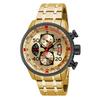 Invicta Aviator Quartz Watch, 48mm Case, Gold Stainless Steel Strap, Gold Dial, Men's, 17205