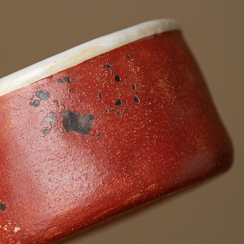 Керамическая чашка из каменной массы ручной работы в японском стиле, чашка для одинарного эспрессо, минималистичная чашка для турецкого кофе, глазурованная красная, рождественский подарок