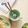 Керамическая чашка для молока с ручкой, безопасная чашка для бульона, эстетичные миски для завтрака, безопасная для микроволновки и духовки, посуда для дома, ресторана на открытом воздухе