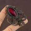 Octopus Red Labradorite Handmade Copper Wire Wrap Pendant 3.27" o4K68
