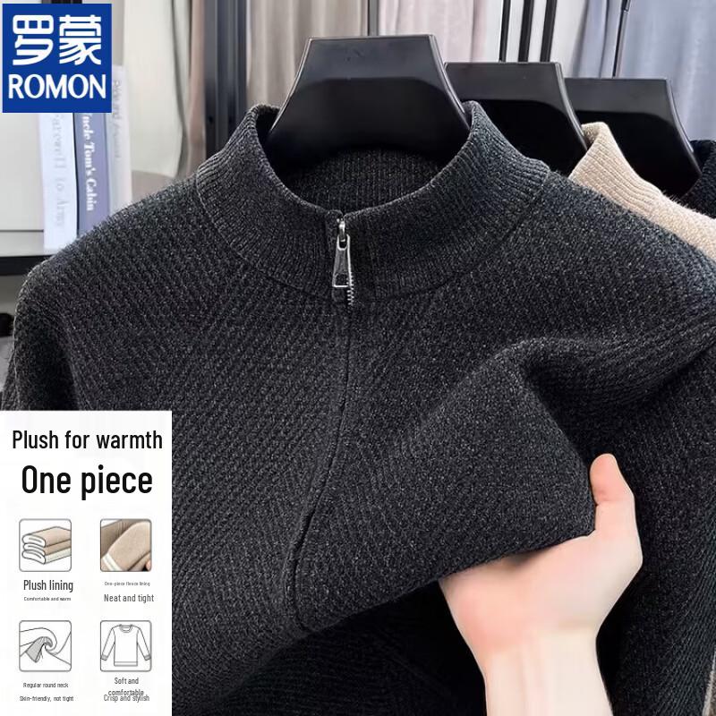ROMON Мужской вязаный кардиган на молнии в стиле business casual