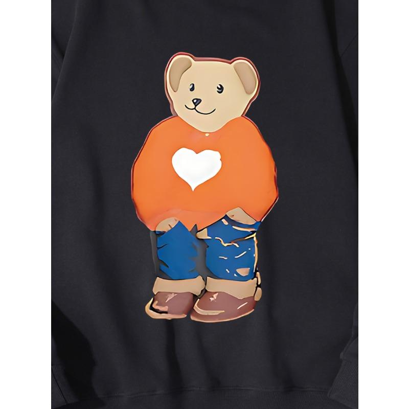 Модный топ с принтом Love Bear, повседневная спортивная одежда на осень и зиму, хлопковая толстовка