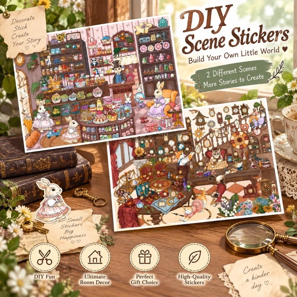 1 Set Peel And Stick DIY Craft Sticker Stress Relief Craft Toy Miniature Scene Building Display