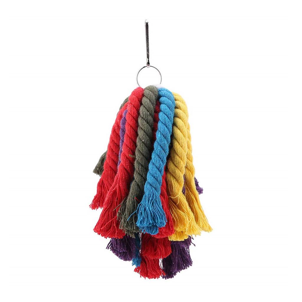 Colorful Cotton Rope Parrot Chewing Toy for Cage Entertainment and Beak Grinding Bird Cage Climbing Tearing Rope Toy