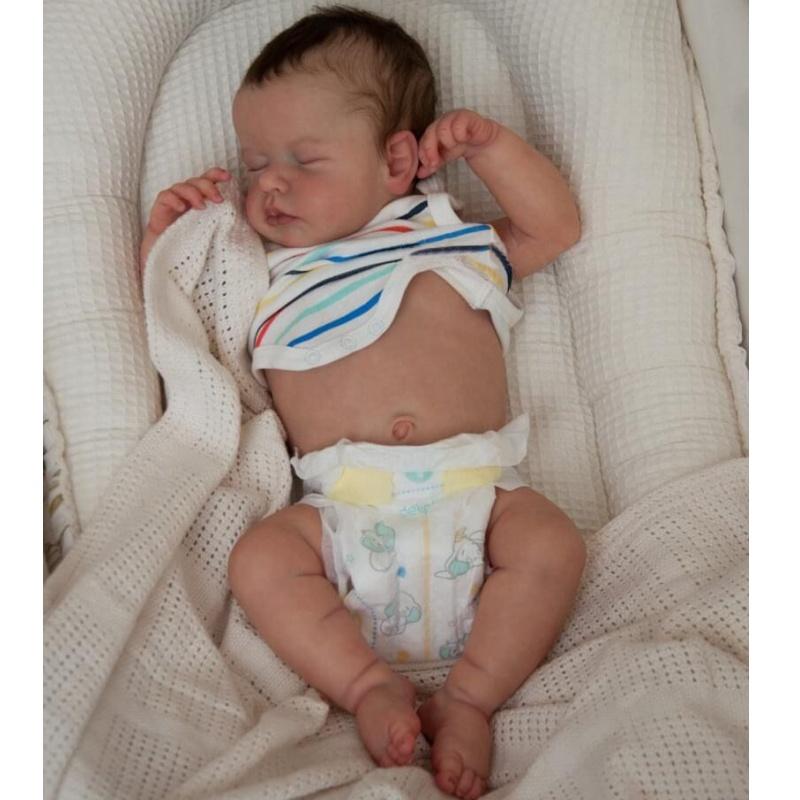 19 Inch 3D Painted Lifelike Reborn Baby Dolls Full Silicone Body Baby Toy Doll Sweety Asleep Loulou Boneca Reborn Doll Toddler Birthday Xmas Gift