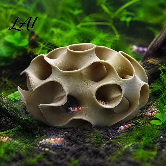 Small Fish Tank Ornament 3D Print Sphere Hollow Hideout Aquarium Shrimp Breeding Cave Aquatic Pet Shelter for Shrimp