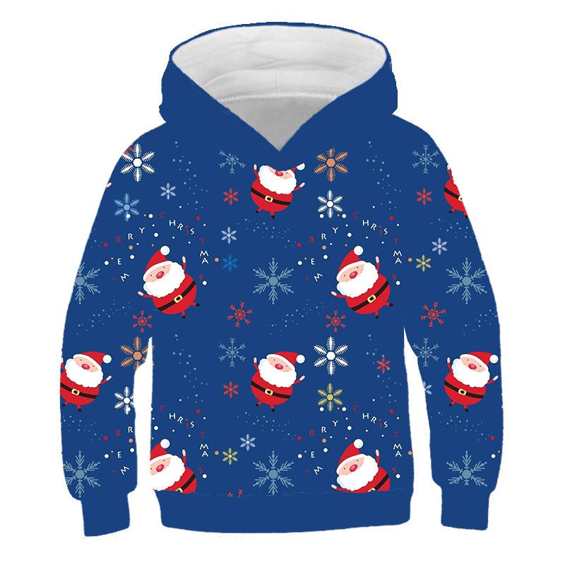Kawaii Hoodies Christmas 3D Print Santa Snowmen Sweatshirts Boys Girls Hooded Pullovers Kids Fashion Oversized Hoodie Tracksuits