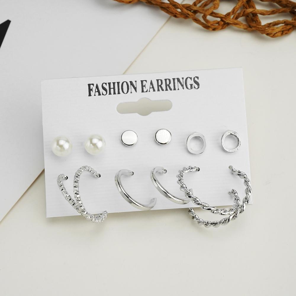Simple Basic Alloy Earrings Set Creative Retro Card Earrings Earrings Set