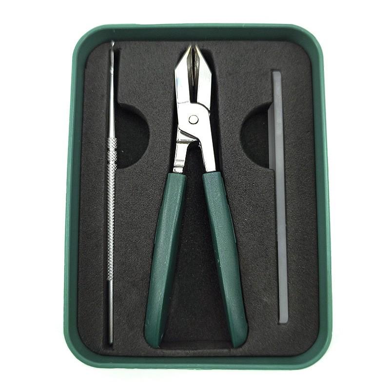 High-Grade Anti-Splash Angled Nail Clippers Set - Large Opening, Three-Piece for Grooved Nails