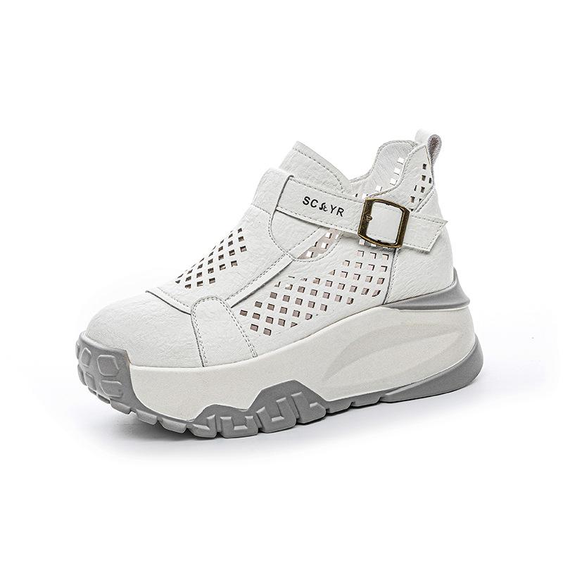 Thick-soled Hollow-out Breathable Women's Sandals 2025 Summer New Casual Fashion One 2025 Wenzhou Source Factory Women's Shoes