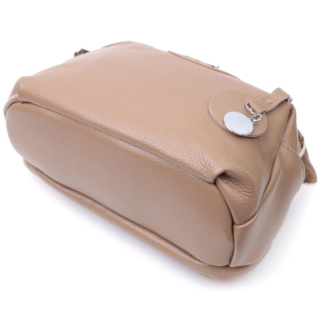 Everyday Bag with Two Compartments Made of Genuine Leather Vintage 22594 Beige