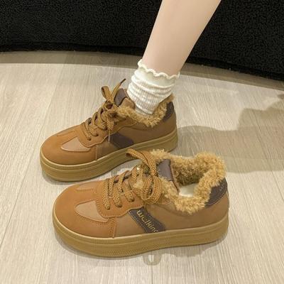 Новые повседневные кеды на толстой подошве от De Xun Shoes с флисом и модные женские спортивные туфли