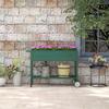 Raised Garden Bed Planter Box, 1 Shelf, 2 Wheels, 109 cm x 44 cm x 80 cm, Green