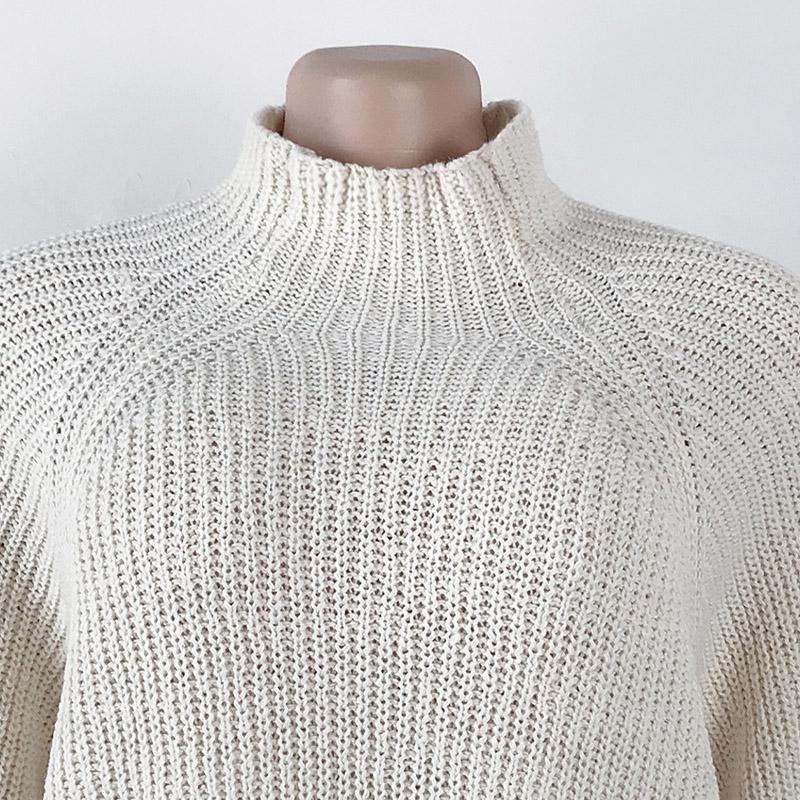 Женский трикотажный топ с длинным рукавом и воротником-стойкой, однотонное платье-свитер с полуворотом