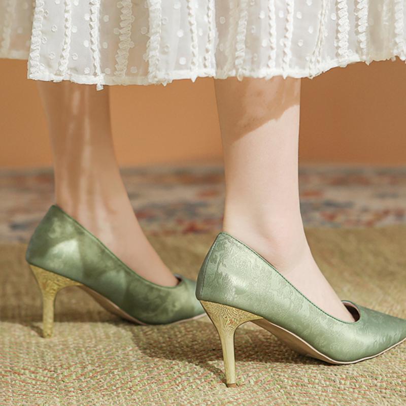 Модные новые женские туфли-лодочки больших размеров с острым носком, туфли-лодочки на высоком каблуке, свадебные туфли на каблуке для женщин Zapatos De Mujer