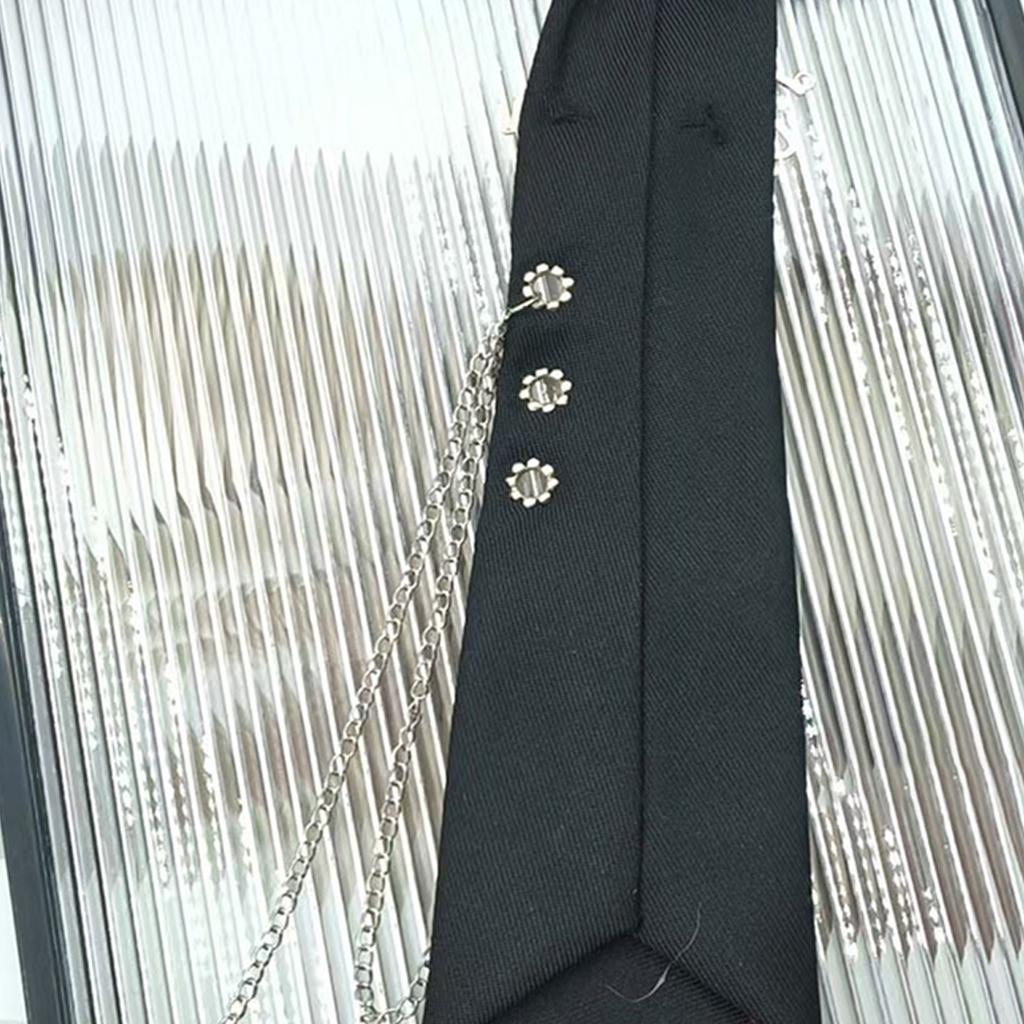 Japanese Shirt Tie for Nightclub Tassels Chain Tie Knotfree School Event Suit Tie for Stage Performances Punk Neckpiece
