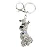 Cute Dog Shape Crystal Rhinestone Keychain Sparkling Bag Handbag Pendant for Women Girls Silver