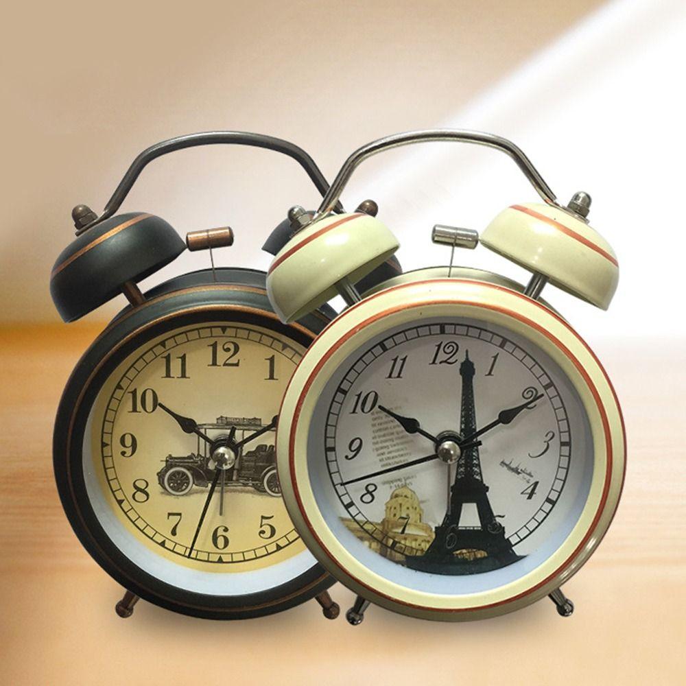 Plastic. Vintage Retro Alarm Clock Small Table Desk Quartz Clock Bedroom Living Room