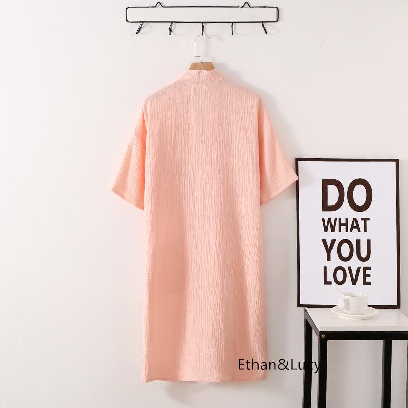 Летний унисекс-халаты из марлевого крепа с короткими рукавами и ночная рубашка - удобная одежда для дома и улицы