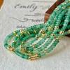Natural Stone Aventurine Jade Flying Saucer Bead Necklace for Women's Summer Versatility High-end Niche Clavicle Chain