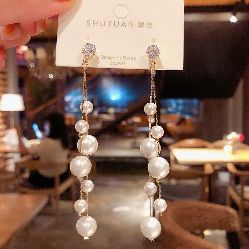 Japan and South Korea New Earrings 2022 Long Fringed Earrings Simple and Elegant Fashion Stud Earrings