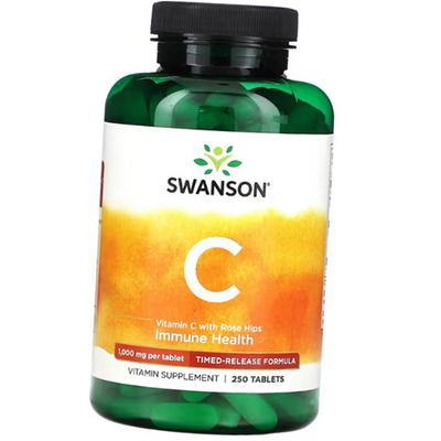 Витамин С с Шиповником с замедленным высвобождением, Vitamin C with Rose Hips 1000 Timed Release Formula, 250таб (36280216)