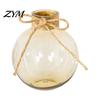 Artistic Home Decor Vase Clear Round Resin Vase, Transparent Sphere Flower Pot with Jute Modern Minimalist Hydroponic Bow, Plastic Planter for Plants,