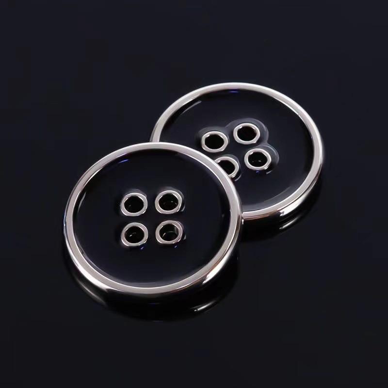 10PCS Zinc Alloy Buttons 4-Holes Buttons Black/Gold Fashion Round Zippers Leisure Clothes Shirt Overcoat Buttons