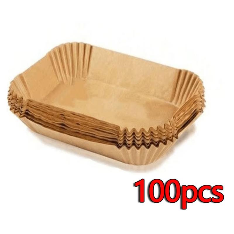 50-200pcs Large Rectangle Air Fryer Disposable Paper Liner Nonstick Airfryer Parchment Special Baking Paper Roasting Baking Mat