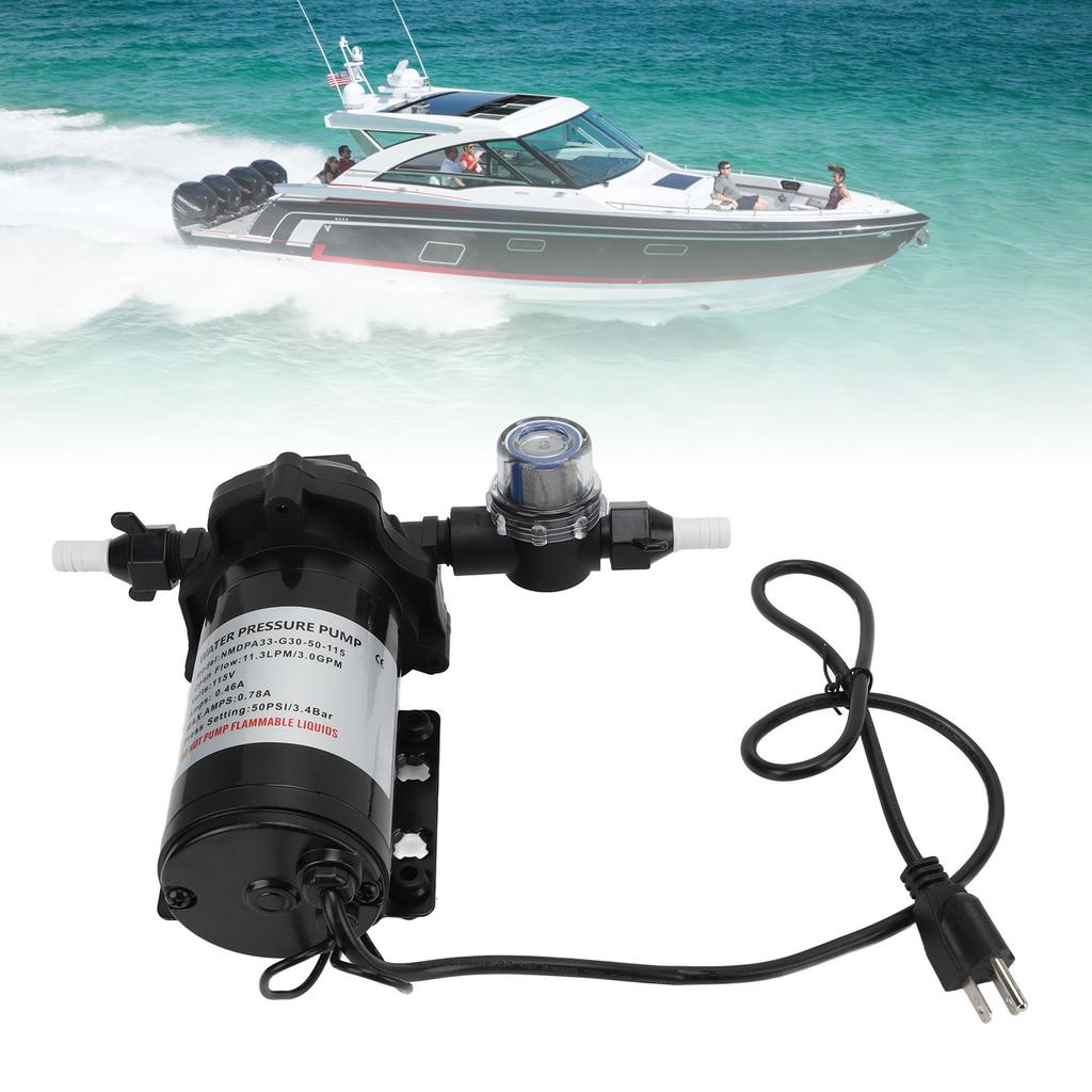 Промышленный насос давления воды 115 В Водяной диафрагменный самовсасывающий насос Вилка США для RV Яхты