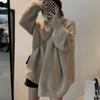 Loose Knitted Cardigan Top Women's Casual Solid Color Sweater Jacket