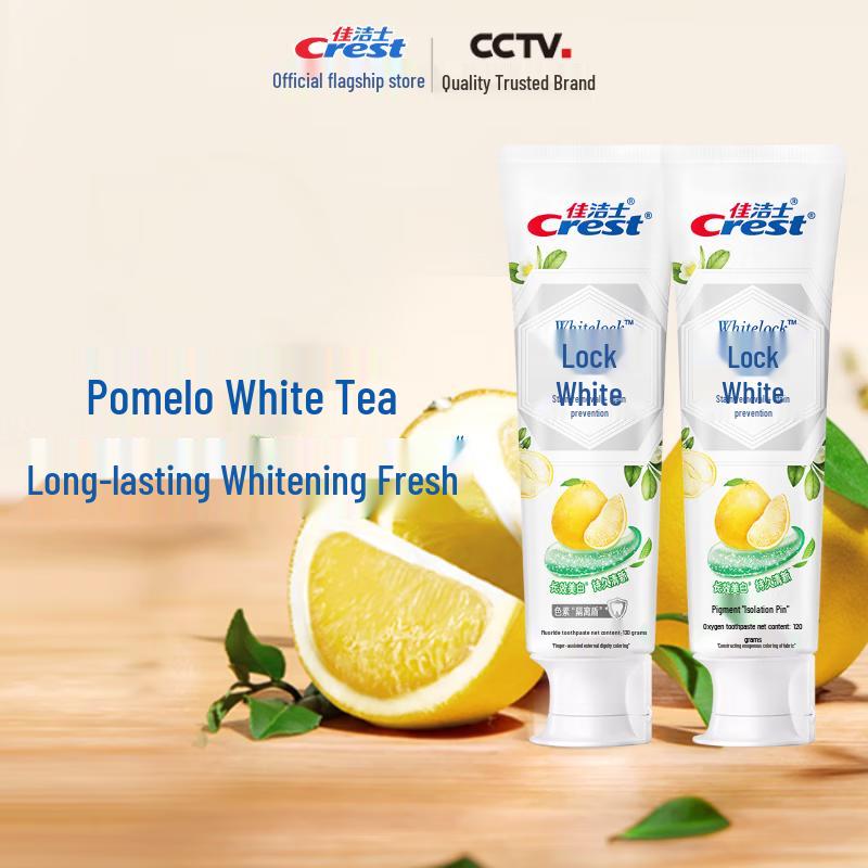 Crest Dual-Color Whitening Toothpaste, Clear Pomelo White Tea 2-Pack