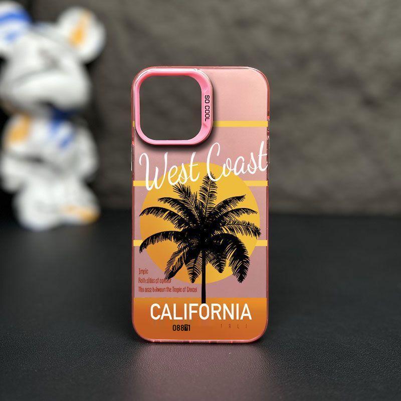 Чехол Coconut Tree Sunset iPhone15Pro для Apple iPhone 14/13/12/11/XsMax/xr/x - модный лазерный дизайн