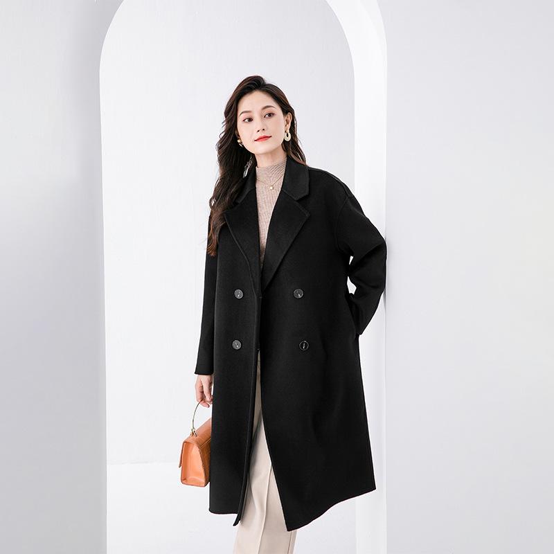 Autumn/Winter Loose Double-Sided Wool Coat - Women's Korean Double-Breasted Camel Coat