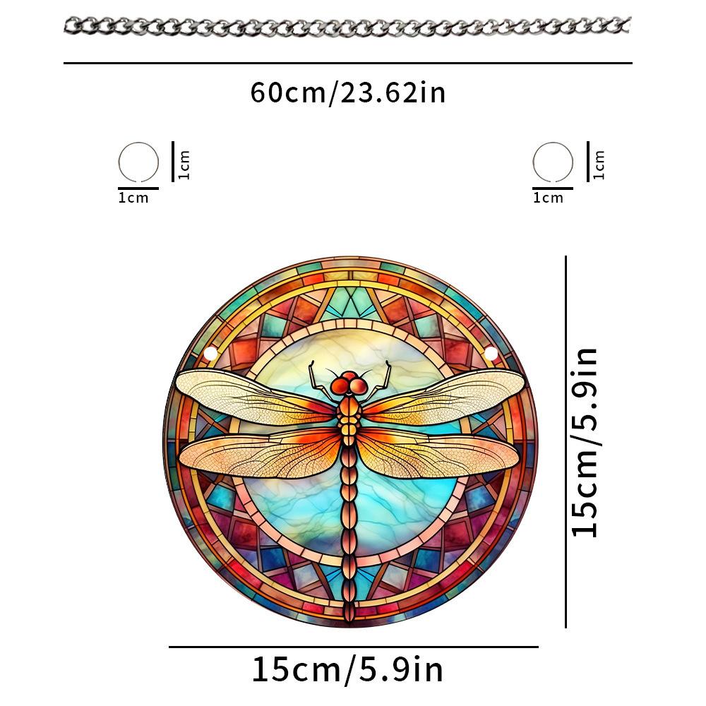 Витражная панель-ловец солнца с колибри, настенный/дверной подвесной декор, птицы, круглый, расписанный акрилом, подвеска для окна, украшение для дома/комнаты