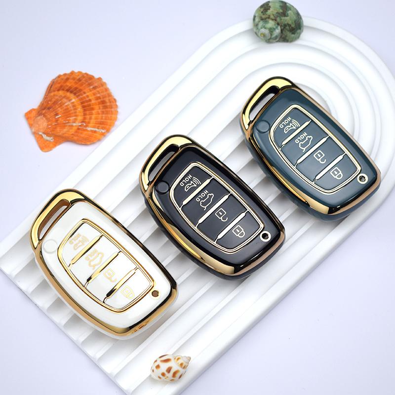 For Hyundai Creta Ix35 Ix45 I10 I30 I40 Tucson Santa Fe Rena Sonata Elantra 4Buttons TPU Car Smart Key Case Cover Accessories