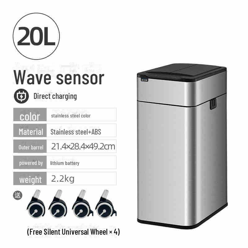 Jieanhui Smart Induction Trash Box с крышкой для ванной комнаты, кухни и гостиной - Автоматическая упаковка