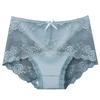 Women Underpants Hollow Out Super Breathable Soft Solid Color Mid Waist Anti-septic Elastic Flower Embroidery Lace