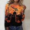 2025 Autumn & Winter Women's New Casual Crew Neck Long Sleeve Top 3D Halloween Pattern Ideal Halloween Christmas Gift