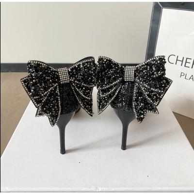 Мода 2025Новая обувь для женской летней обуви серебряного цвета Свадебная обувь невесты Обувь со стразами Острый носок Супер высокий каблук Zapatos Mujer