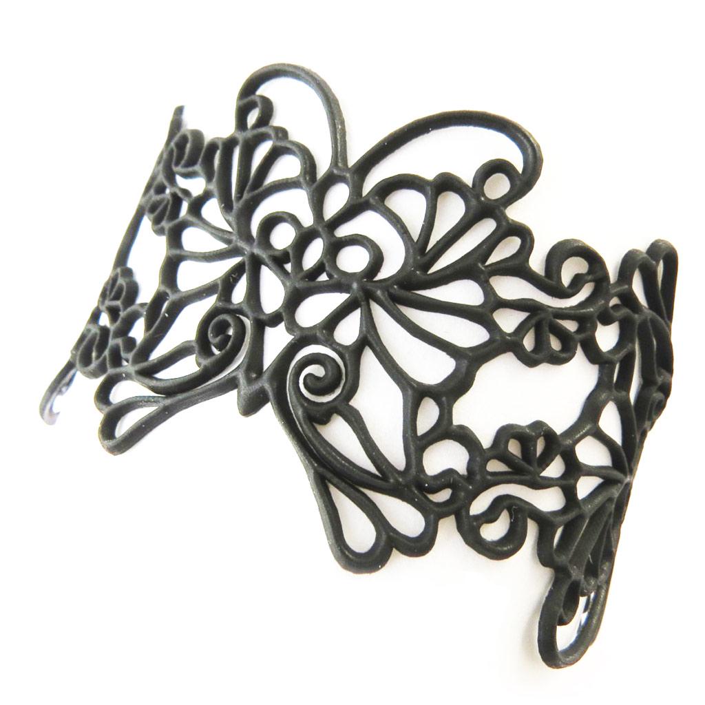 Les Trésors De Lily [P0697] - Black 'Batucada' Designer Bracelet (Butterflies)