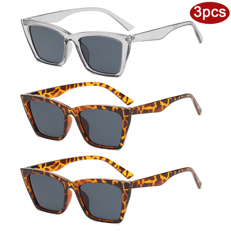 Защитные очки 3 шт. Модные женские солнцезащитные очки «кошачий глаз» Простого стиля Солнцезащитные очки Женские Дизайн черных линз UV400 Очки для вождения