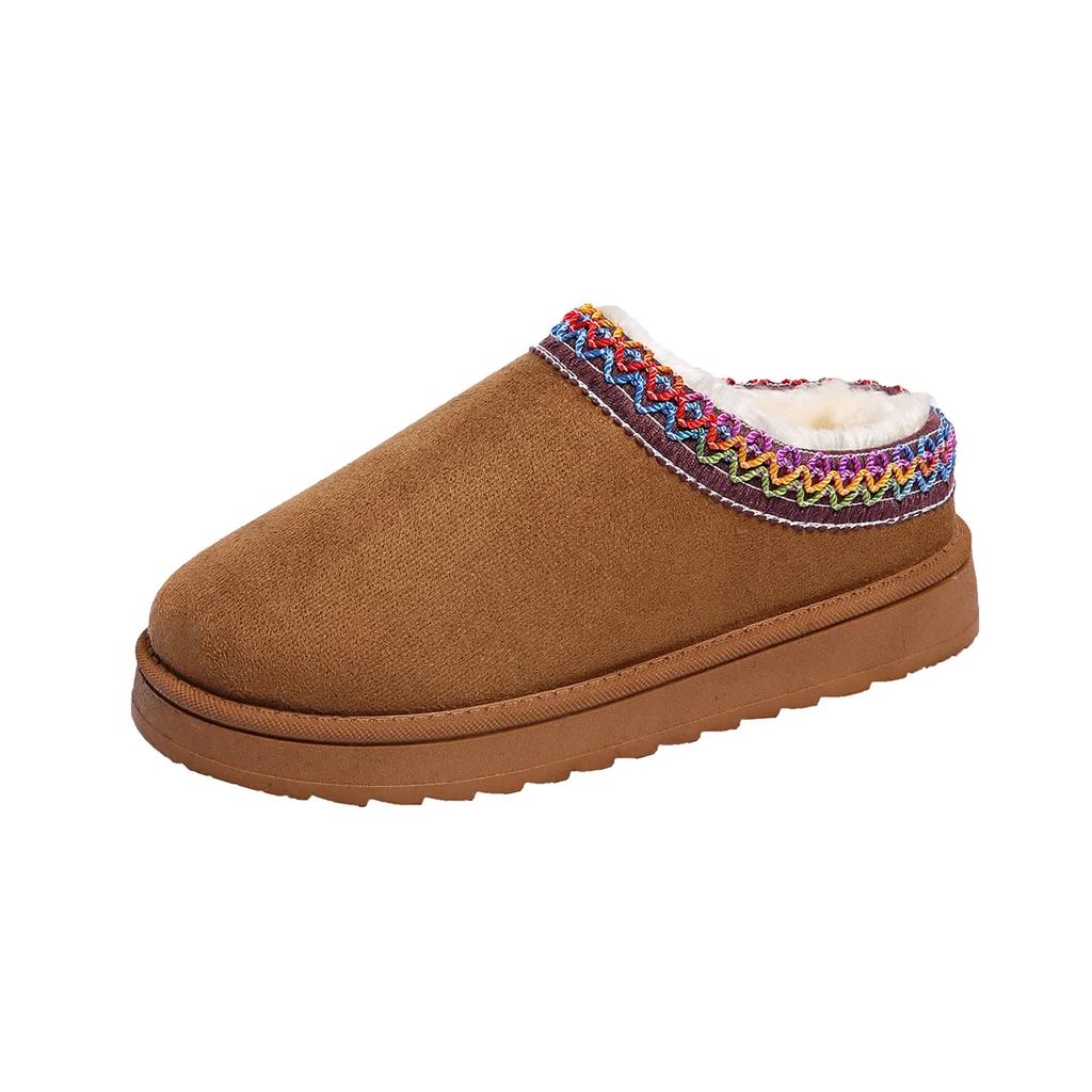 Зимние женские сапоги, новые теплые, толстые подошвы, без каблука, покрытые волосами, полутапочки, хлопковые туфли, женские, черные, кашемировые, теплые сапоги