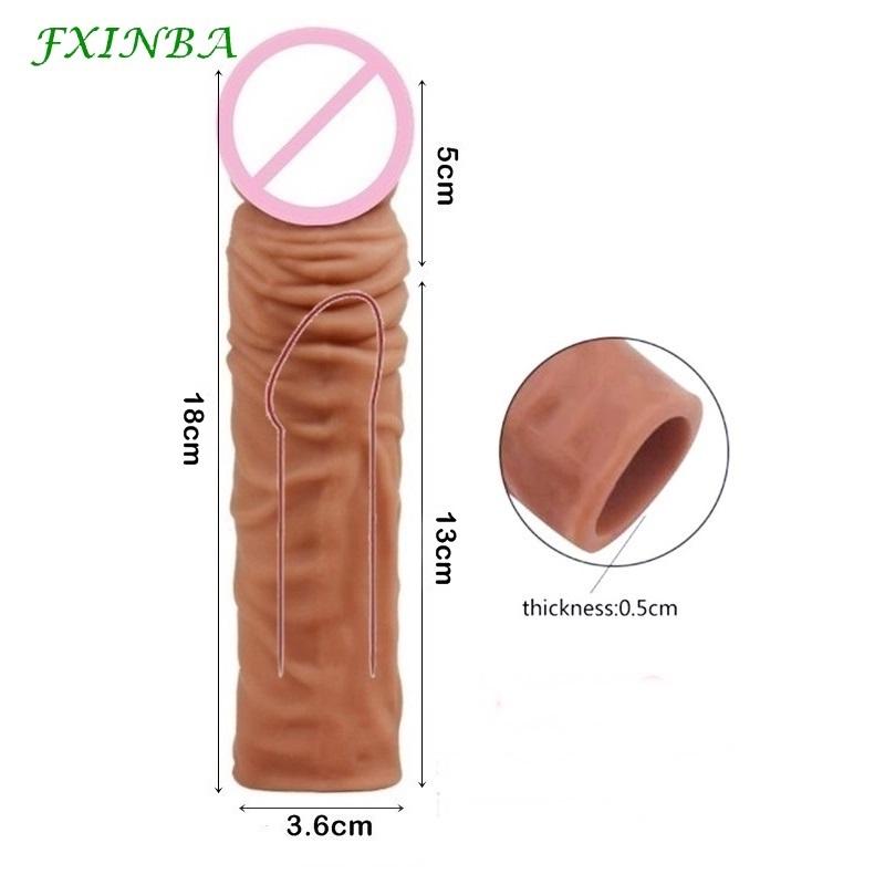 FXI 14-27 см реалистичный рукав-удлинитель для увеличения члена, задержка эякуляции, многоразовый презерватив, мужские секс-игрушки