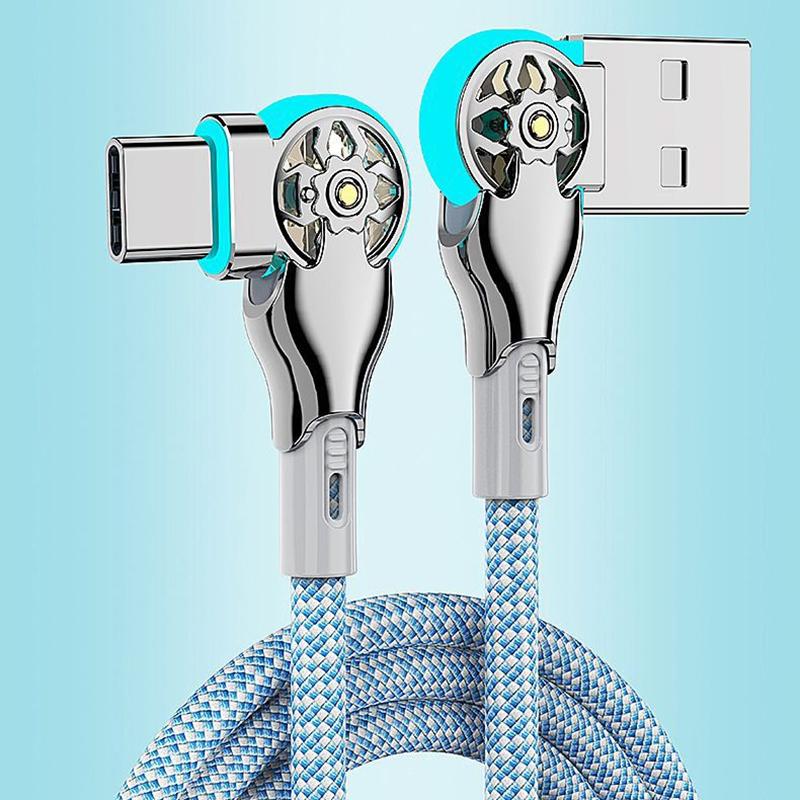 1M 2M USB на Type-C Кабель для быстрой зарядки с поворотом на 180 градусов, плетеный из сплава, для зарядки телефона Xiaomi Samsung Huawei