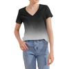 T Shirts For Women Pleated V Neck Dressy Casual Blouses Printing Short Sleeve Summer Tops Loose Fit